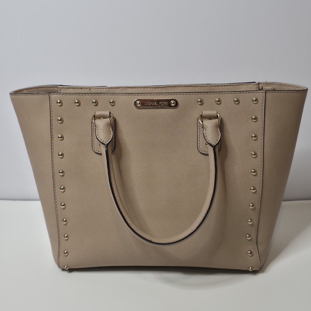 Michael Kors Beige Studded Tote Bag